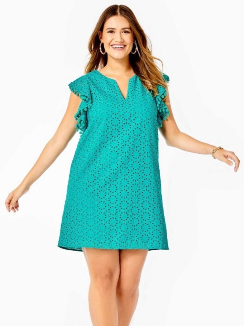 Lilly Pulitzer Astara Eyelet Flutter Dress in Water Lilly Green NWT Medium